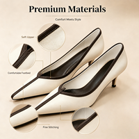 Escarpins personnalisés à bout pointu et bordure contrastante pour femme, talon chaton, logo personnalisé, matériau, couleur, emballage OEM ODM, chaussures habillées pour femmes de bureau