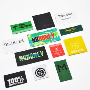 Factory wholesale custom suit brand clothing garment accessories shirt logo neck customized woven labels for clothing