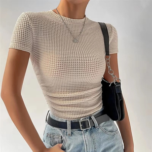 Camiseta ajustada de manga corta de verano para mujer, ropa de mujer, Tops para mujer, Top corto, camisetas, camisetas para mujer, ropa de mujer - Product Image 1