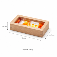 EDUsense Bouteille sensorielle rectangulaire en bois de hêtre et acrylique, grande goutte d'huile à flux lent, pour apaisement, suivi visuel, Montessori, autisme, TDAH