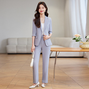 Women's Suit Set Three Quarter Sleeve Polyester Anti-Wrinkle Office Lady Spring Elegant Professional Two Piece Suit - Product Image 1