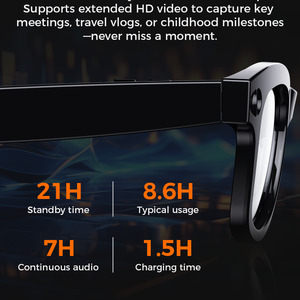 แว่นตาอัจฉริยะ AI กล้อง 8MP 1080P WiFi แปลภาษาได้ ป้องกันการสั่นไหว IP65 กันน้ำ ถ่ายวิดีโอ ถ่ายภาพ ควบคุมผ่านแอป - Product Image 5