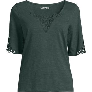 เสื้อยืดแขนยาวผู้หญิง FOXA แต่งขอบลูกไม้ ผ้าฝ้ายถัก ระบายอากาศได้ดี - Product Image 3
