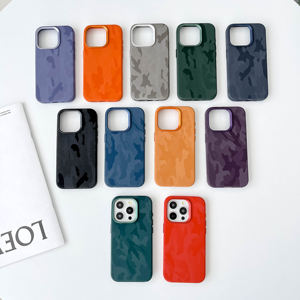 Funda de Teléfono con Diseño de Camuflaje de Lujo para iPhone 16 15 14 13 12 Pro Max <span class=keywords><strong>Plus</strong></span> con Botón de Metal - Product Image 5