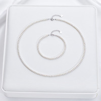 Collier de perles d'eau douce naturelles et bracelet pour femme, ensemble en argent sterling 925, accessoires de luxe de niche, chaîne de clavicule