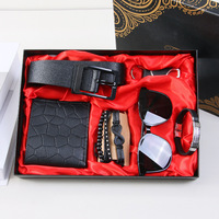 Set de Regalo Ejecutivo de Lujo Personalizado para Hombre: Reloj de Cuarzo, Perfume, Cinturón de Cuero, Cartera, Corbata, Gemelos, Regalo Conmemorativo de Viaje