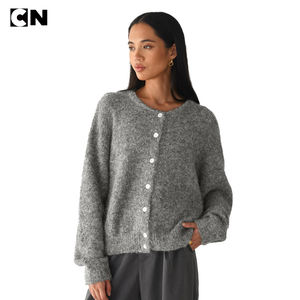 OEM ODM Wholesale Autumn and Winter Women's Knitted Sweaters <b>Coat</b> Crew Neck Customizable Women's Sweater Jacket - Product Image 2