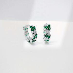 Prix usine, boucles d'oreilles clous délicates en argent 925 plaqué argent, motif trèfle, zircon, petites, hypoallergéniques, pour filles, collection été-printemps - Product Image 4