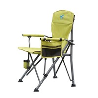 Chaise de camping pliante moderne et portable pour jardin, dossier haut, avec poche de rangement et porte-gobelet, structure stable en acier
