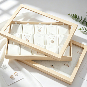 Light Yellow Jewelry Display Tray with Lid – Storage & Showcase Tray for Rings & Pendant, Covered Organizer Plate - Product Image 4