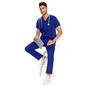 Set di Uniformi Mediche Unisex Multicolore, <span class=keywords><strong>Divisa</strong></span> per Dentisti e Infermieri, Set Elasticizzato <span class=keywords><strong>Blu</strong></span> Royal per Ospedali - Product Image 2
