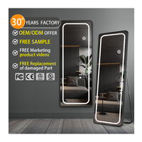 Miroir sur pied intelligent tactile avec éclairage LED pour chambre à coucher, miroir pleine longueur pour salle de bain et appartement