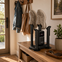 Séchoir à chaussures professionnel robuste à air forcé, 4 conduits d'air détachables, double contrôle de la température, usage domestique pour chaussures de ski, bottes de travail, gants