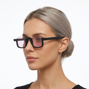 Rectangle Full Rim Sunglasses Mirror Pink Lenses Women 100% UV Protection Adult Sun Protection - Product Image 1