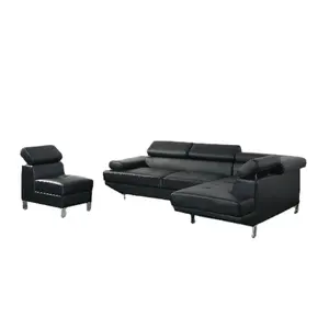 Vente en gros de meubles nationaux 712Pu Blk Chaise orientée à droite et à gauche