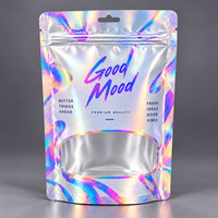 Sacs en Mylar refermables en plastique avec fenêtre, qualité alimentaire, anti-odeur, 3.5 7G 1Oz