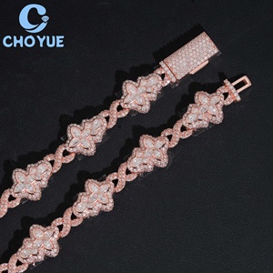 Collar de Cadena Cubana Personalizado Clover de 15 mm, Chapado en Oro Rosa sobre Plata de Ley, con Moissanita, Estilo Hiphop para Hombre, Joyería Iced Out - Product Image 3