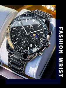 OLEVS-Montre chronographe à quartz pour homme, montre-bracelet en acier inoxydable étanche, calendrier, 3618 - Product Image 3