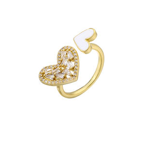 <span class=keywords><strong>DIBI</strong></span> Trendy Micro-Inlaid Zircon ajustable gota de aceite melocotón corazón anillo abierto joyería de cobre para mujer - Product Image 5