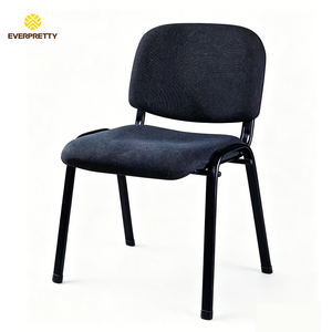 Chaise empilable durable en tissu noir avec structure métallique ergonomique moderne <span class=keywords><strong>pour</strong></span> bureau scolaire, chaise de réception <span class=keywords><strong>pour</strong></span> salle de formation, certifiée CE - Product Image 1