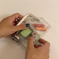 Dompet Koin Wanita Transparan PVC Minimalis Gaya Instagram dengan Jepitan Besi Anti Air, Tempat Headphone, Dompet Kecil untuk Sehari-hari