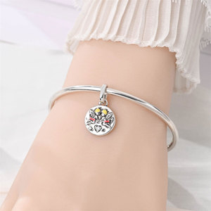 จี้ห้อยรูปเหรียญเคลือบสีทองแดงประดับเพชร CZ รูปทรงกลม ลายกุหลาบ นางฟ้า พระอาทิตย์ พระจันทร์ เหมาะสำหรับสร้อยข้อมือผู้หญิง ของขวัญแทนความรักสุดโรแมนติก - Product Image 2