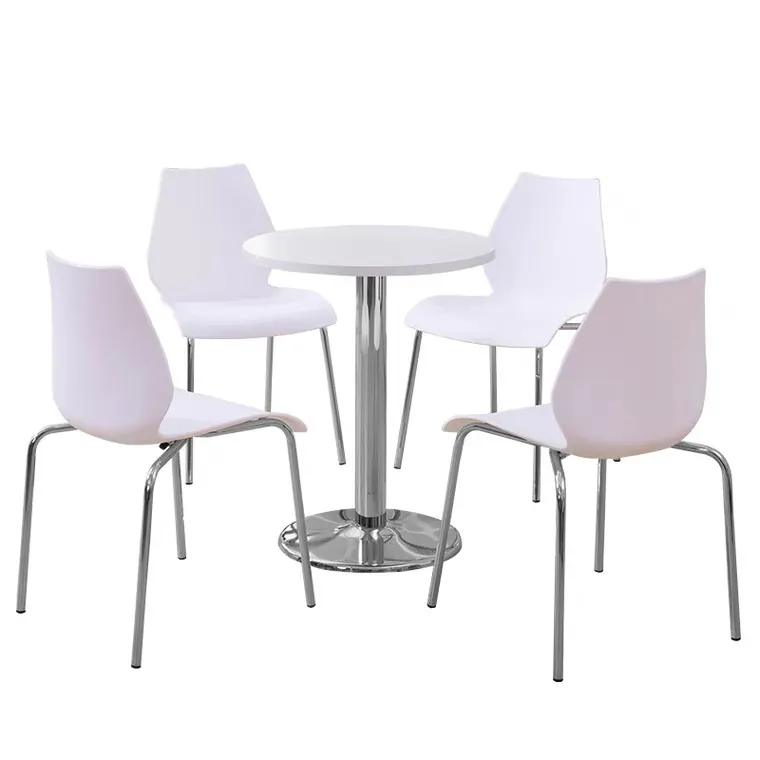 Whosale exhibition Conference Table Round Mdf Top Family Dining Table With Chromed Base