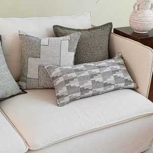 Canapé de style zen médiéval en coton et lin Jacquard <span class=keywords><strong>beige</strong></span> et <span class=keywords><strong>taupe</strong></span> pour housse de <span class=keywords><strong>coussin</strong></span> de chambre - Product Image 3