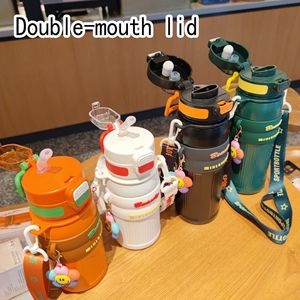 Insulated Water Bottle 0.7L Flip Cover Portable With Strap Outdoor Sports Bottle Home Car Office Use - Product Image 3