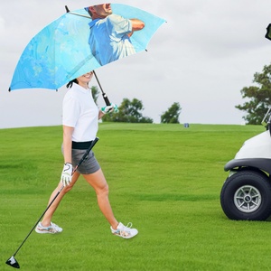 Promotional Full Print UV Protect Straight Pongee Golf <b>Umbrellas</b> Logo Custom Semi-Automatic Opening 130cm Large Wholesale Rain - Product Image 4