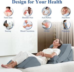 Bantal Wedge busa memori bambu 30 derajat, Set bantal dengan guling ekstra untuk tidur tubuh, asam Apnea, pereda nyeri punggung setelah operasi - Product Image 4
