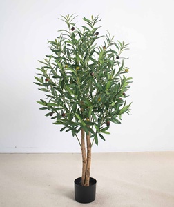 Arbre d'<span class=keywords><strong>olivier</strong></span> artificiel multi-tiges en plastique vert de 40 cm/210 cm, plante artificielle en pot pour la décoration de bureaux, d'expositions et de mariages - Product Image 2