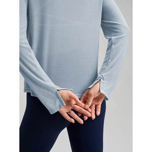 Aoyema Nuova Collezione Abbigliamento Sportivo Yoga Donna - Maglia Casual Sottile <span class=keywords><strong>Slim</strong></span> <span class=keywords><strong>Fit</strong></span> Effetto Snellente Stile Occidentale con Colletto a Risvolto e Maniche Lunghe - Product Image 3