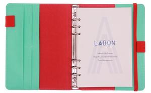 LABON 6 Ring Business Binder a fogli mobili A5 <span class=keywords><strong>A6</strong></span> pianificatore di stampa Agenda Organizer per Notebook in pelle - Product Image 2