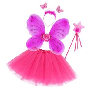 Conjunto de 4 Piezas de Disfraz de Bruja para Niñas Pequeñas con Alas de Mariposa, Falda Tutú, Material de Poliéster - Product Image 4