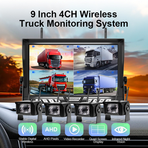 ระบบกล้องบันทึกภาพ DVR ขนาด 9 นิ้ว 4CH พร้อมจอภาพ กล้องมองหลังไร้สาย AHD ระบบมองกลางคืน กันน้ำ IP67 สำหรับรถบรรทุกและรถพ่วง - Product Image 2
