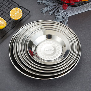 Stainless Steel Plates 16 16.9cm Round Shallow Dish For Hotel Dining Microwave Safe - Product Image 2