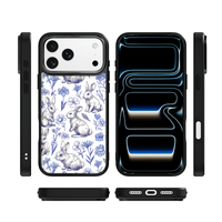 Coque de téléphone AG Feeling Black Edge avec motif lapin doré pour iPhone 17, 17 Pro Max, 16 Pro, 15 – Coque magnétique