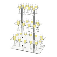 Support à verres à vin en acrylique transparent de qualité supérieure, imperméable, léger, à 4 niveaux, détachable, pour les mariages, les fêtes et les événements