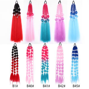 24 Inch Ombre Rainbow Cute Elastic Hair Band Bubble <span class=keywords><strong>Box</strong></span> Braid Ponytail para Crianças Crazy Hair Day - Product Image 6