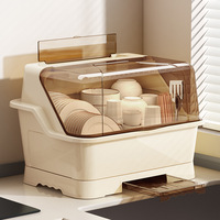 Égouttoir à vaisselle multifonctionnel extra-large pour comptoir, organisateur de bols et baguettes, boîte de rangement en plastique pour armoire de cuisine