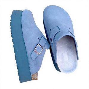 Birkenstocks pour hommes et femmes, chaussures en liège confortables, pantoufles en liège à talons hauts, pantoufles en cuir de vache, matériaux en cuir - antidérapantes - Product Image 1