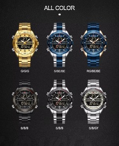 Drioshipping Banda de lujo Reloj de acero Pantalla dual Reloj de pulsera de cuarzo digital Relojes Hombre Personalizados - Product Image 6
