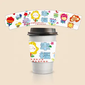 Cangkir kopi dapat didaur ulang lengan kertas dukungan idola kpop barang kertas lengan cangkir kertas sekali pakai lengan cangkir untuk minuman panas dingin