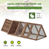 Cage extérieure marron à 2 portes pour petits animaux, poulailler triangulaire avec enclos pour poulets en bois