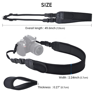 Venta directa de fábrica, cómoda <span class=keywords><strong>correa</strong></span> negra de neopreno para cámara con logotipo personalizado, poliéster, bandolera, hombro, cuello, bolsillo para <span class=keywords><strong>fotos</strong></span> - Product Image 2