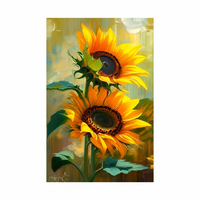 Impression sur toile murale moderne personnalisée en gros, motif tournesol, peinture florale vibrante pour la décoration de la maison et du salon