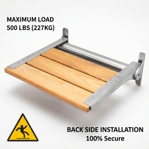 Foldable Wall Mounted Shower <b>Seat</b> Teak Wood Stainless Steel <b>Bath</b> Bench Space Saving for Shower Room - Product Image 6