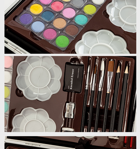 Set <span class=keywords><strong>de</strong></span> <span class=keywords><strong>Arte</strong></span> Infantil Todo en Uno <span class=keywords><strong>de</strong></span> Aluminio <span class=keywords><strong>con</strong></span> 24 Acuarelas, 28 Lápices <span class=keywords><strong>de</strong></span> Colores, 33 Marcadores, Estuche Metálico Portátil <span class=keywords><strong>con</strong></span> Cierre para Regalo Infantil - Product Image 5