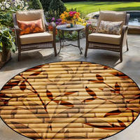Tapis rond à motif imprimé feuilles de bambou pour l'extérieur, cour, salon, chambre à coucher, tapis en velours cristal